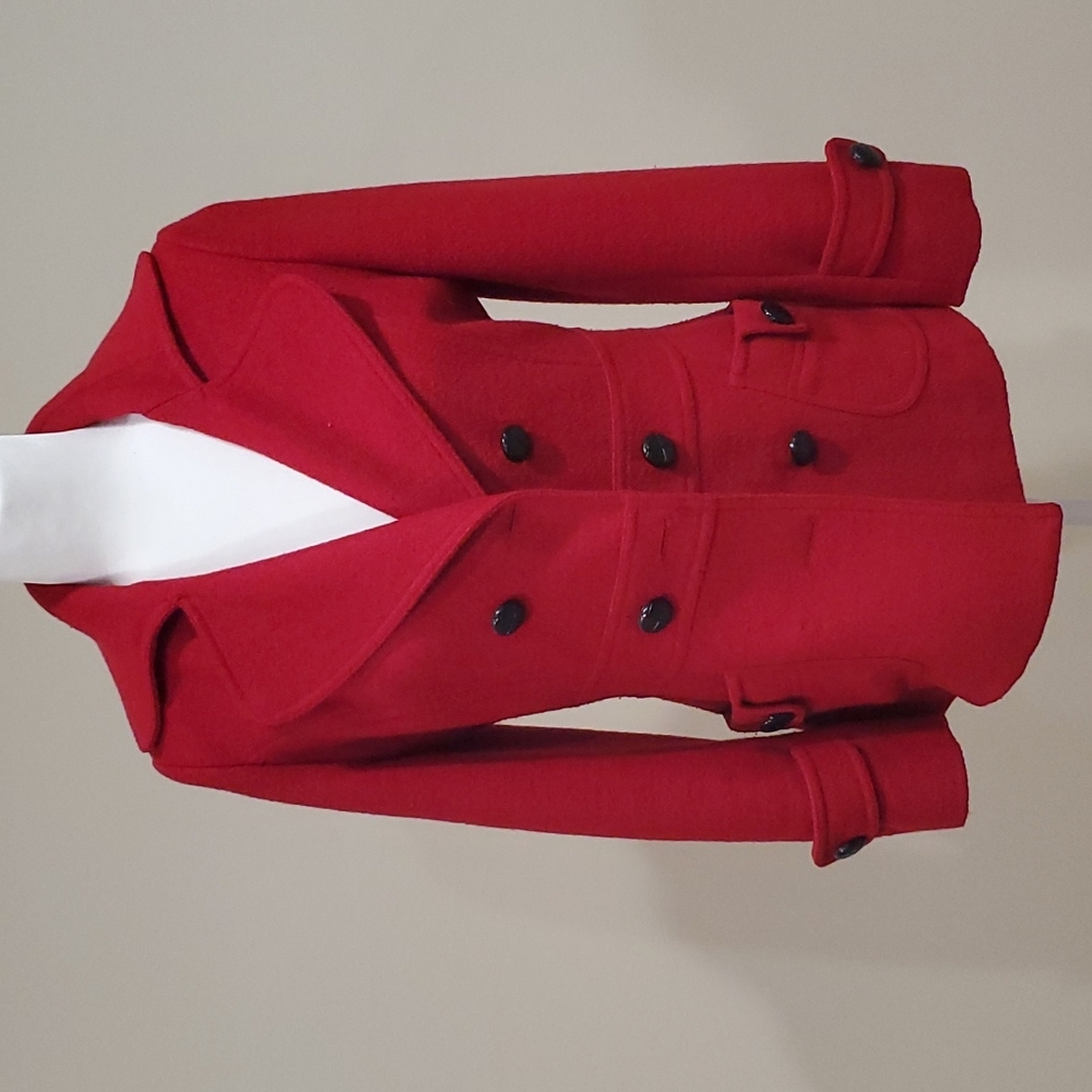 Forever 21 Red Double-Breasted Pea Coat- Sz M